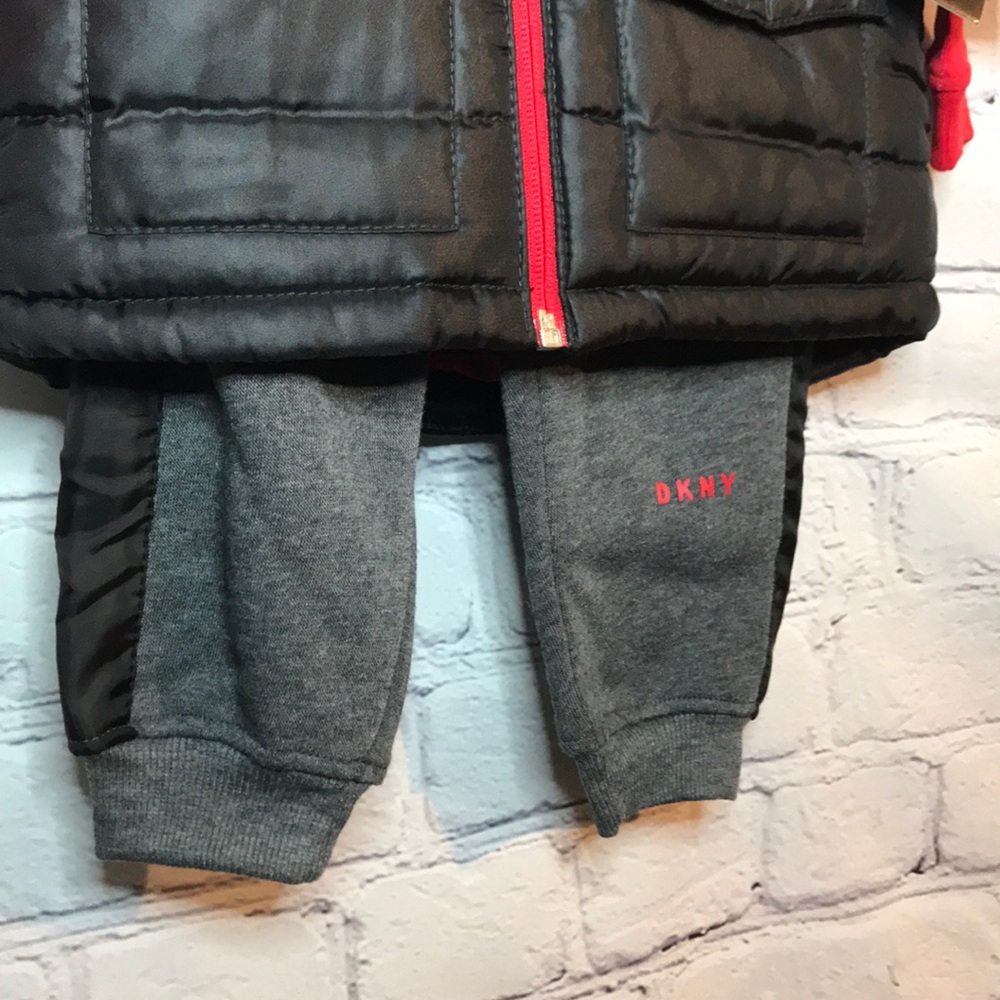 NWT DKNY Boy’s 12M Puffer Vest Hoodie 3pc Set - Picture 5 of 13